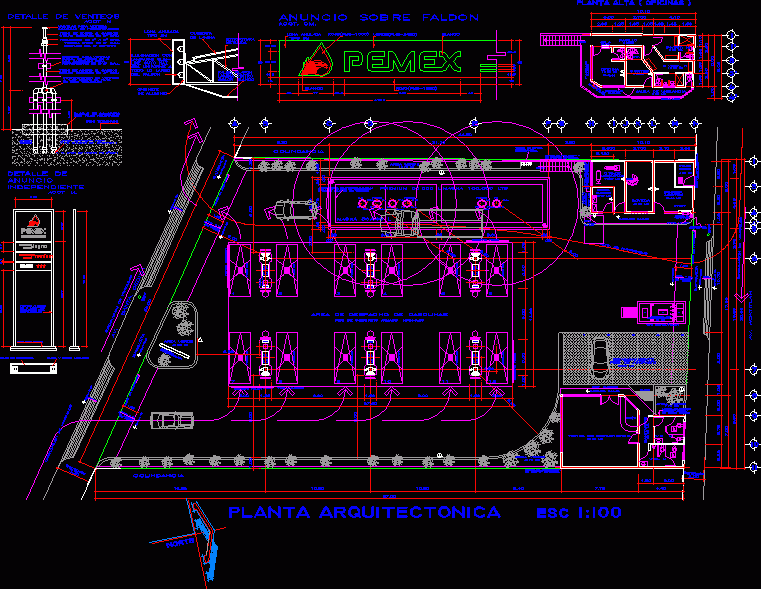 Gasoline Filling Station Convenience Store Toilets Office DWG Block 