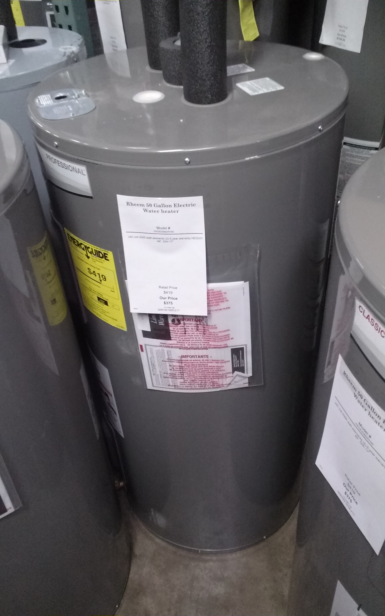 Rheem 50 Gallon Electric Water Heater PROE50M2RH95