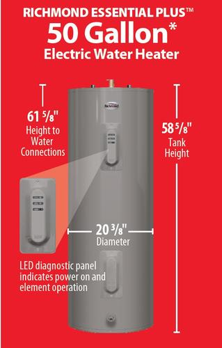 Richmond Essential Plus 50 Gallon 9 Year Electric Water Heater At 