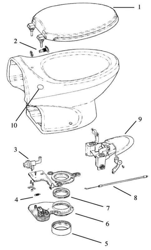 Thetford Aria Classic RV Toilet Repair Parts Diagram Toilet Repair