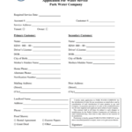 Application For Water Service Park Water Company