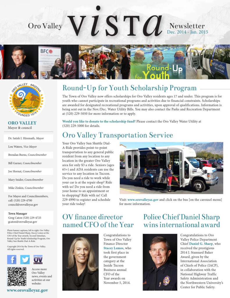 Oro Valley Vista Newsletter Dec 2014 Jan 2015 By Oro Valley Issuu