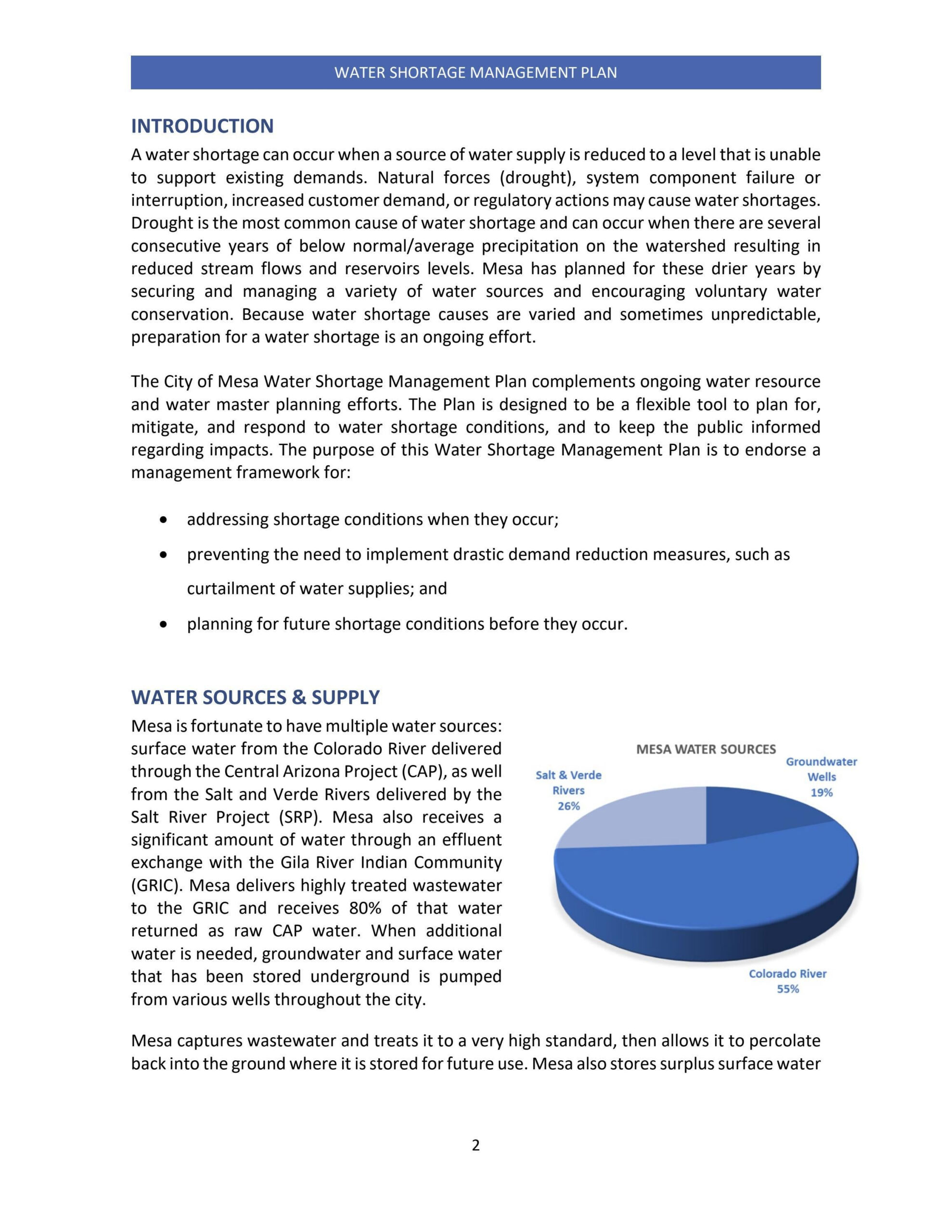 City Of Mesa Water Resources Water Shortage Management Plan 2019 By 