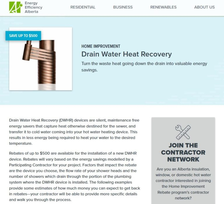 Drain Water Heat Recovery Rebate Recovery Rebate