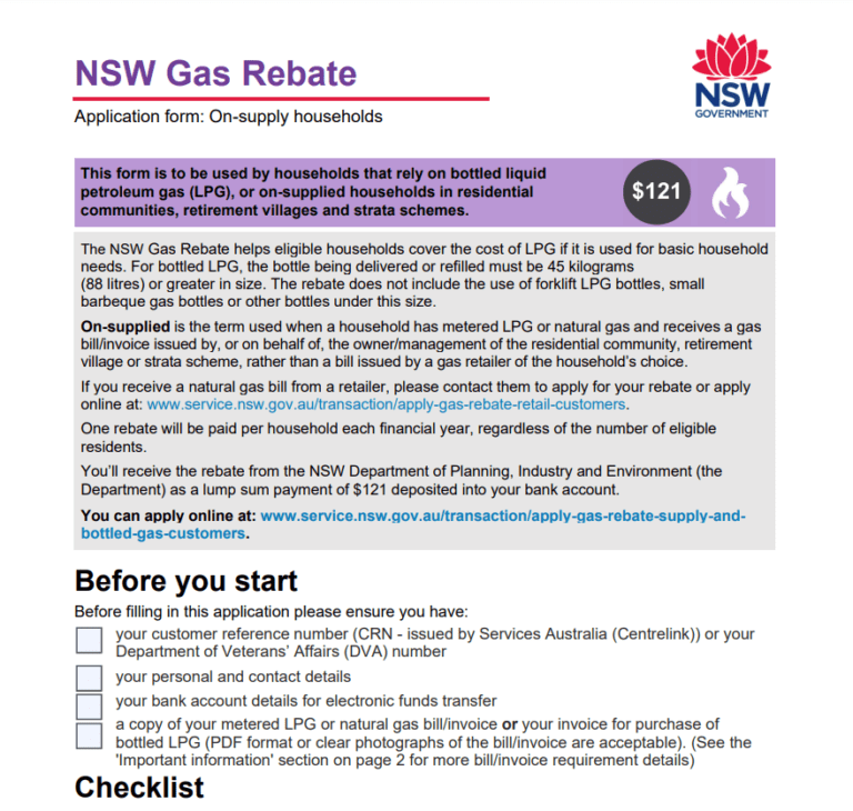 Nsw Gas Rebate Form Bottle Printable Rebate Form