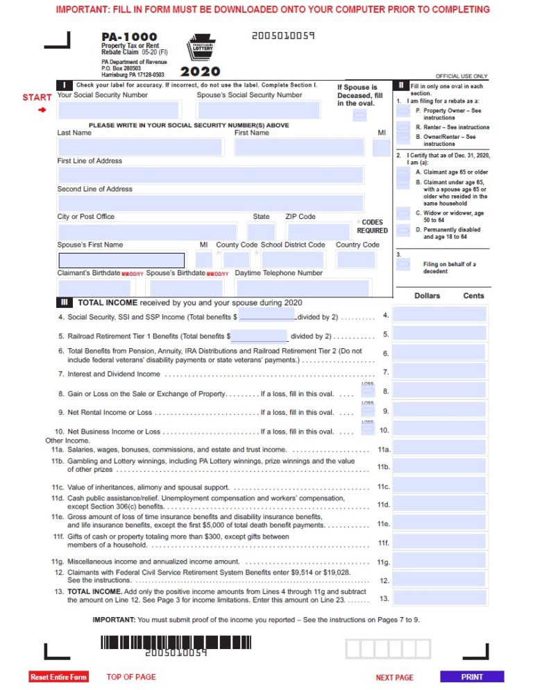 Pa Rent Rebate 2021 Printable Rebate Form