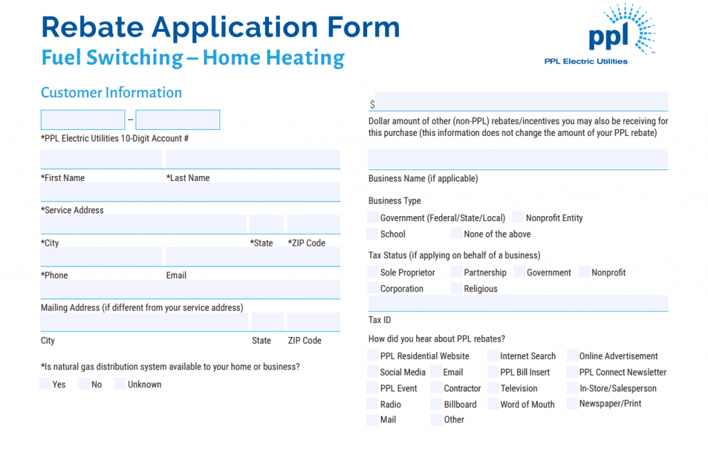 PPL Rebates Printable Rebate Form