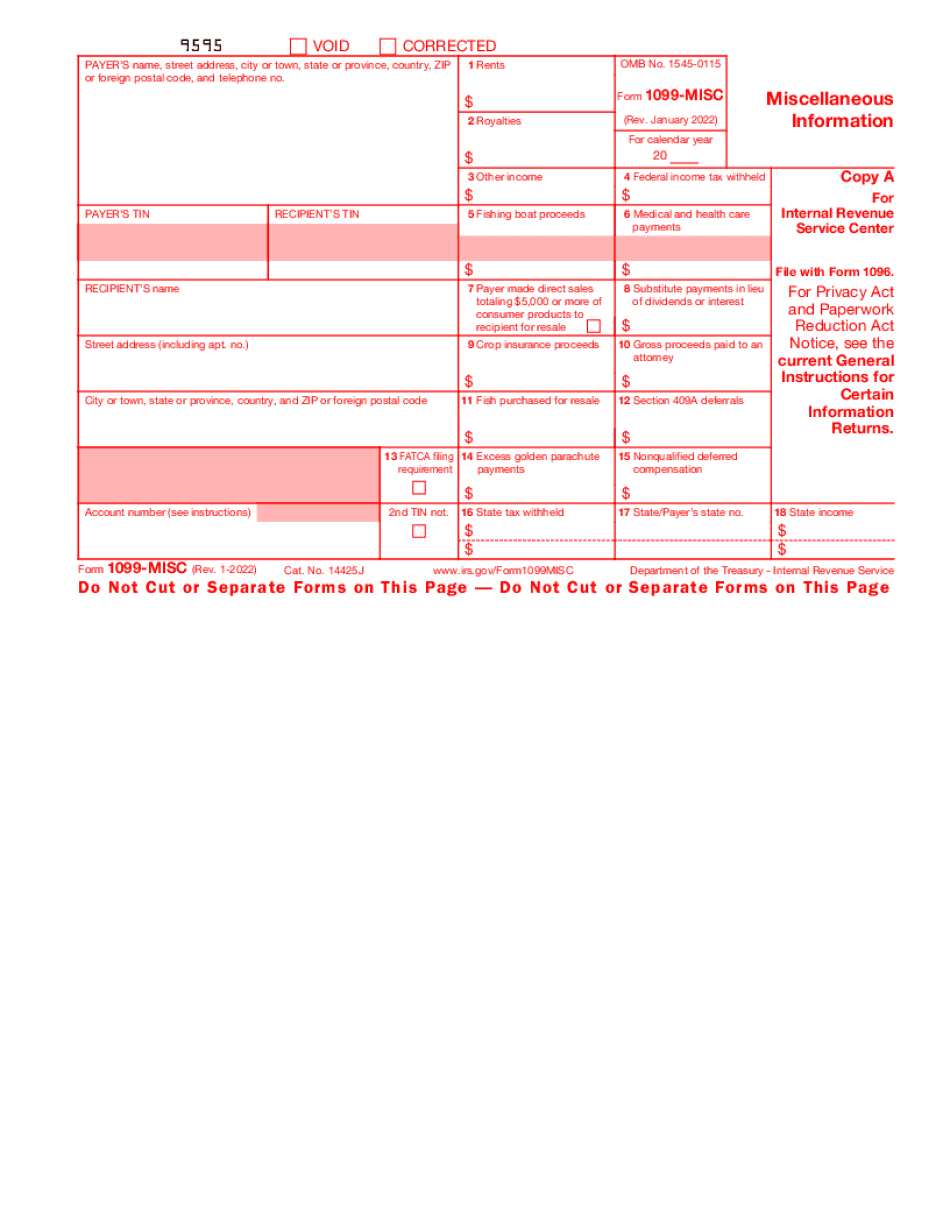 Printable Form 1099 MISC Sunnyvale California Fill Exactly For Your City