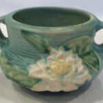 Roseville Water Lily 663 3 Vintage American Art Pottery Cache Pot Vase