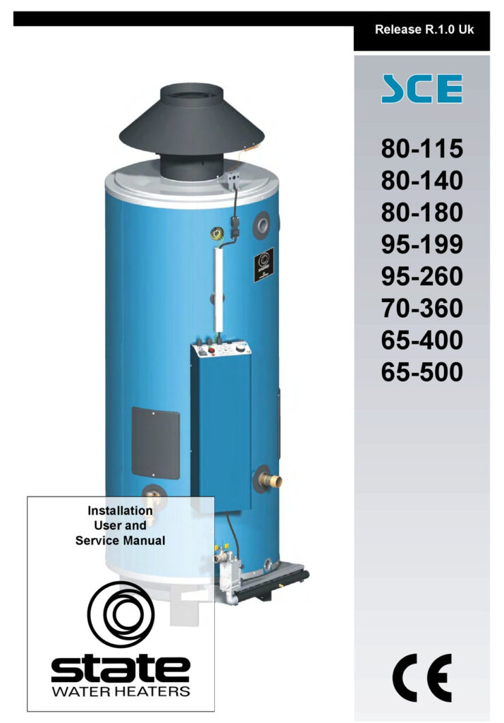 STATE WATER HEATERS SCE 80 115 INSTALLATION USER AND SERVICE MANUAL 